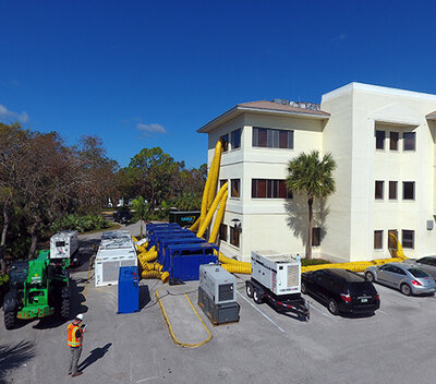 A hotel undergoing water mitigation and restoration